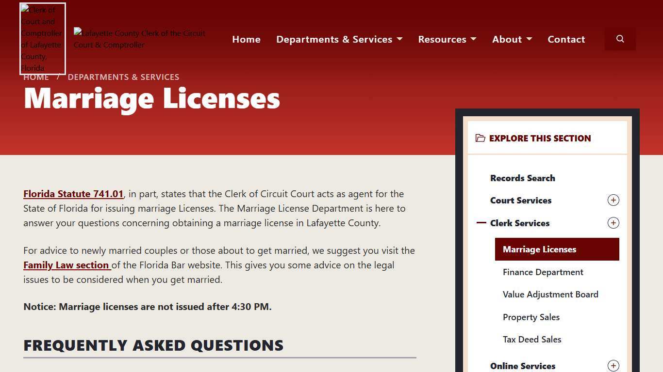 Marriage Licenses Lafayette County Clerk of Court
